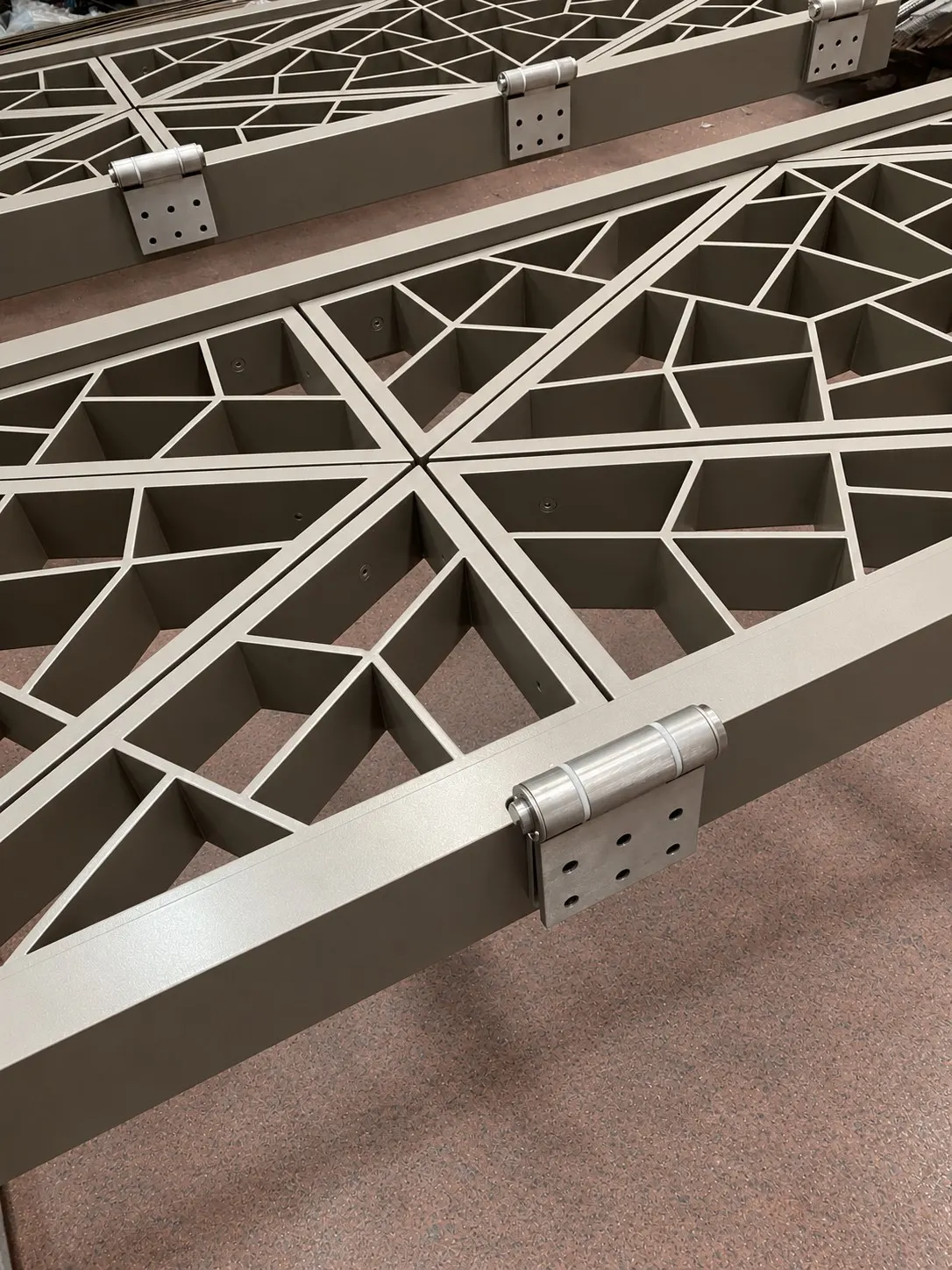 Fold screen panels with stainless hinge plates